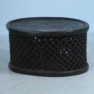 African Black Carved Round Coffee Table photo