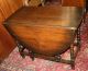 Sturdy English Antique Bobbindrop Leaf Table.  Made From Dark Oak. 1900-1950 photo 6