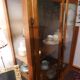 Antique Oak China Cabinet,  Glass Side And Front Panels Key Lock Shelves 64x46x15 1900-1950 photo 1