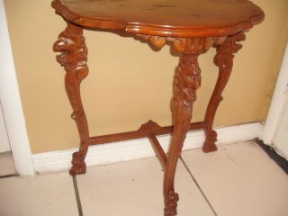 Figural Carved Lions Half Moon Hall Table Circa 1920s photo