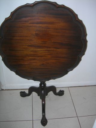 Antique Vintage Imperial End Coffee Lamp Tilt Top Table Mahogany Chippendale photo