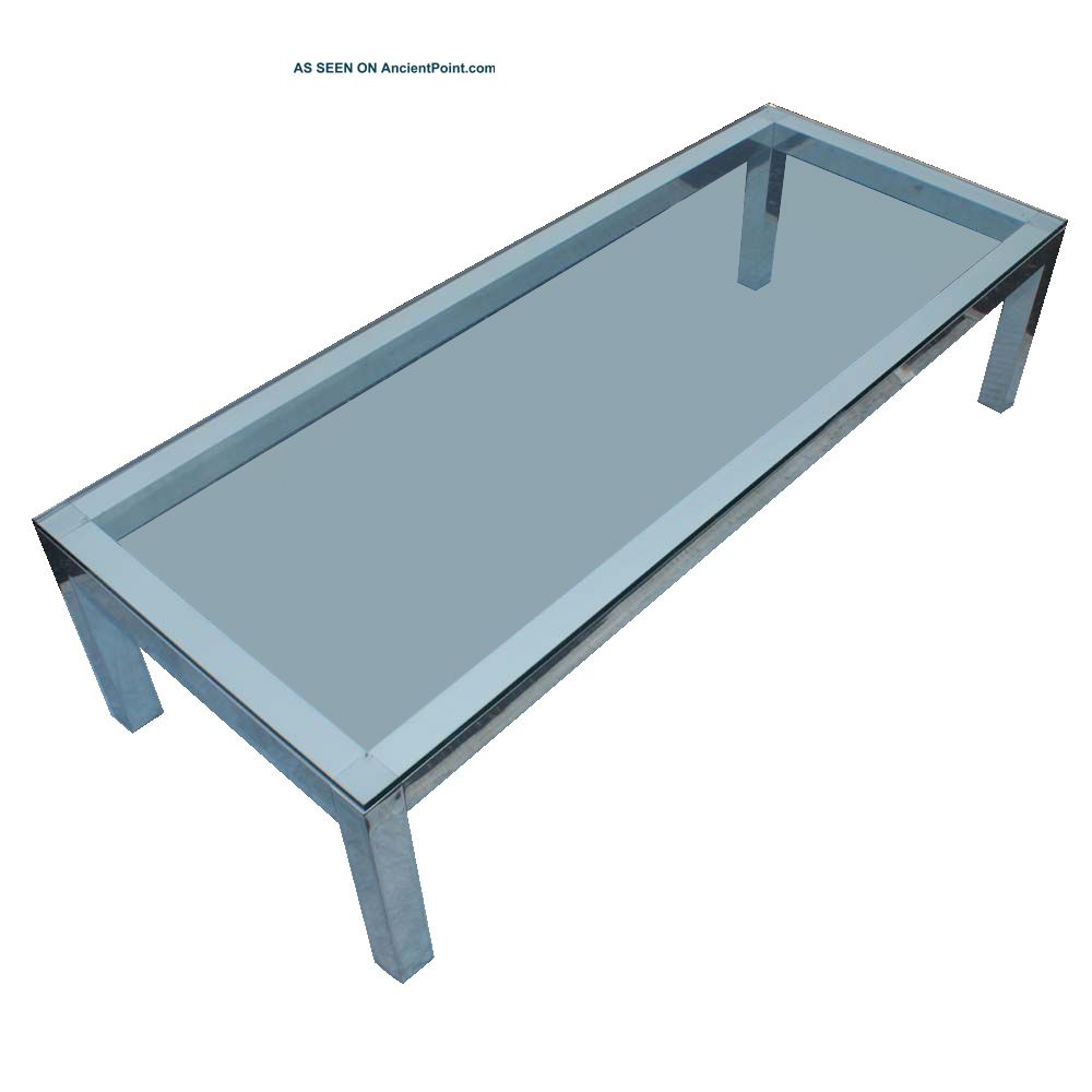Vintage Rectangular Aluminum Glass Coffee Table 1900-1950 photo