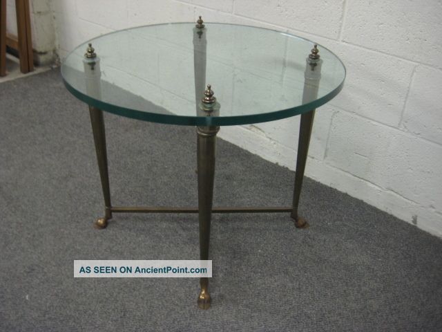 Hoofed Cloved Foot Glass Top Decorator Table 1900-1950 photo