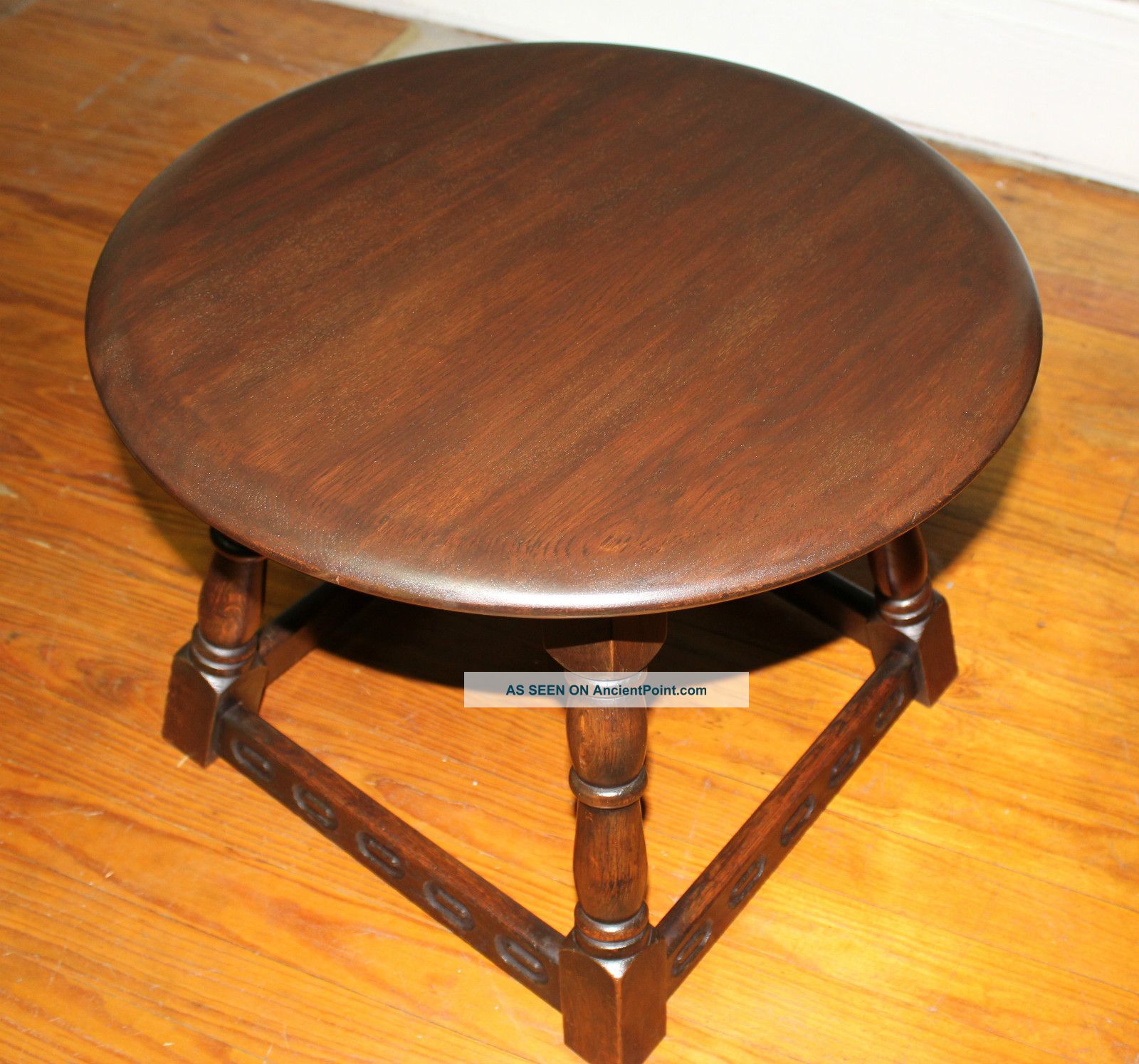 English Antique Foot Stool.  Made From Solid Oak. 1900-1950 photo
