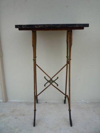 20 ' S French Wrought Iron & Black Marble Table/ Stand photo