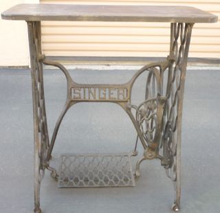 Antique Table Converted From Singer Sewing Machine Frame photo