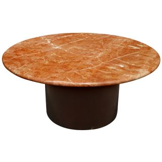 3ft Vintage Marble Round Coffee Table Wood Pedestal Base photo