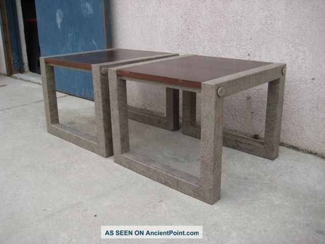 Pair Of Modern Mid Century Lamp Stand End Tables 1900-1950 photo