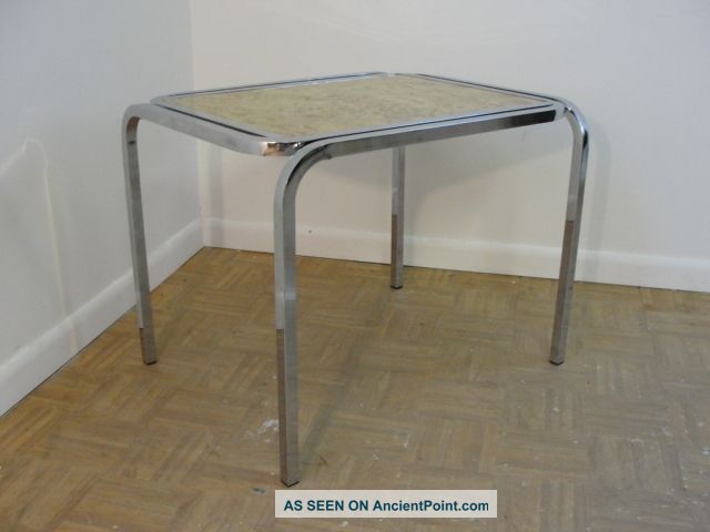 Mid Century Chrome Burl Lamp End Table A 1900-1950 photo