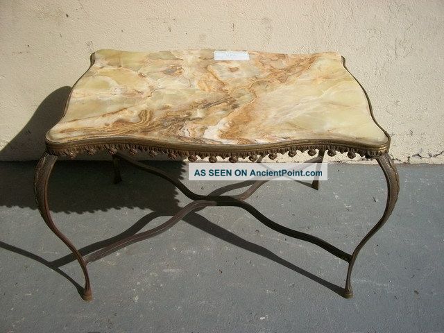 Old French Bronze And Onyx Side Table 07055 1900-1950 photo