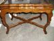 Carved Walnut Tray Top Coffee Or End Table 1900-1950 photo 1