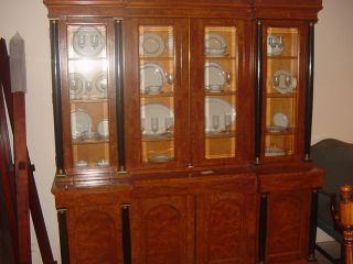 Large Biedermeier - Style Walnut Breakfront - China Cabinet W/adjustable Shelves photo