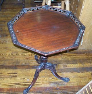 Carved Chippendale Mahogany Lamp Table photo