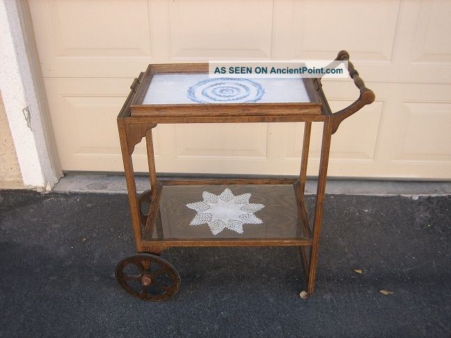 Antique 1930 ' S Server Or Serving Bar Or Tea Trolley Cart 1900-1950 photo