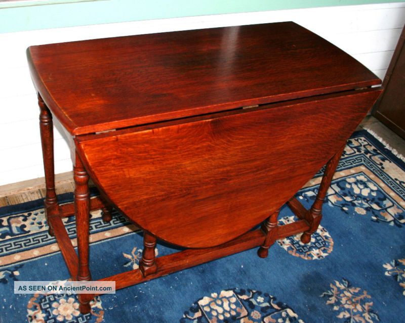 Splendid English Antique Drop Leaf Table.  Made From Oak. 1900-1950 photo