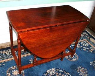 Splendid English Antique Drop Leaf Table.  Made From Oak. photo