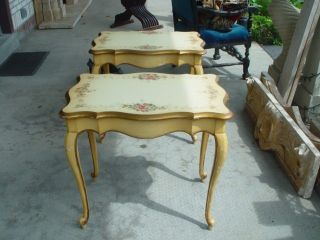 Italian Painted Antique Matched Pair Of End Tables photo