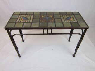 Mission Style Arts & Crafts Raven Tile & Wrought Iron Entry Table photo