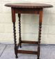 English Antique Pie Crust Barley Twist Side Table.  Made From Oak. 1900-1950 photo 5