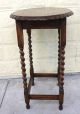 English Antique Pie Crust Barley Twist Side Table.  Made From Oak. 1900-1950 photo 6