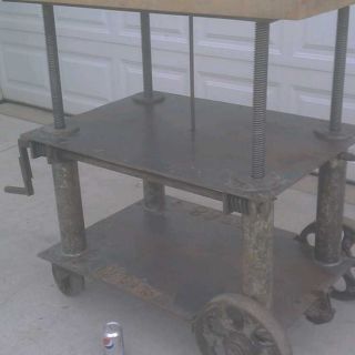 Adjustable Vintage Industrial Table Cart Butcher Block photo