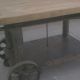 Adjustable Vintage Industrial Table Cart Butcher Block 1900-1950 photo 4