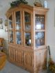 Antique Waxed Pine Solid Wood China Cabinet Made In Germany Hand Crafted 1900-1950 photo 1