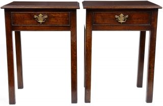 Pair Of Oak Side Tables With One Drawer photo