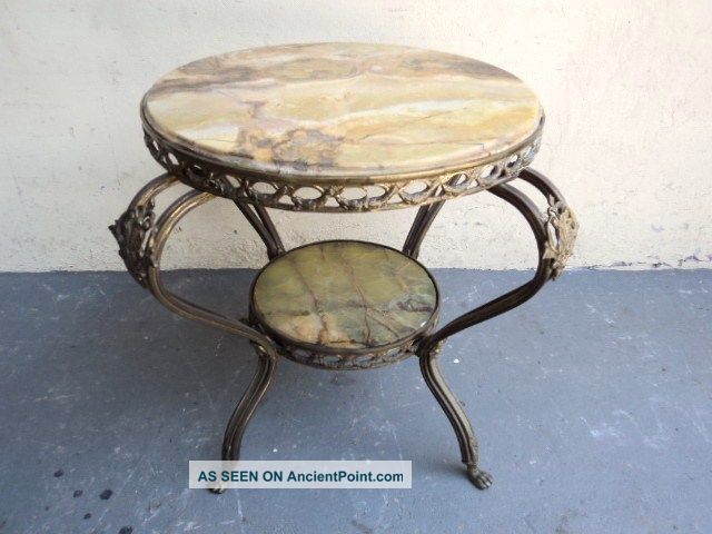 Old French Bronze And Onyx Side Table 07322 1900-1950 photo