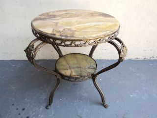 Old French Bronze And Onyx Side Table 07322 photo