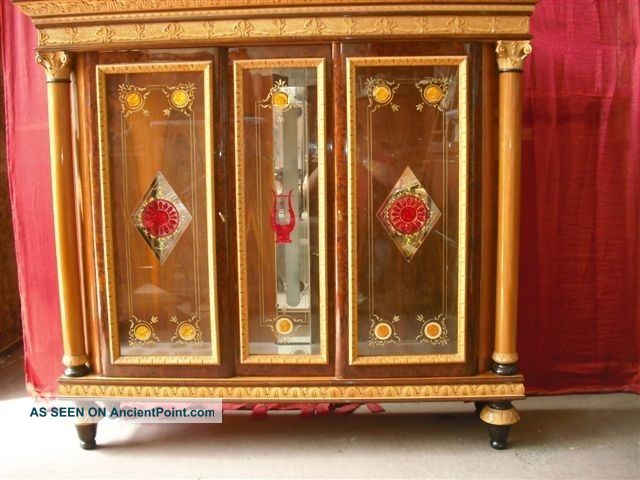 Vintage Italian Walnut Etched Glass Vitrine 11it070b 1900-1950 photo