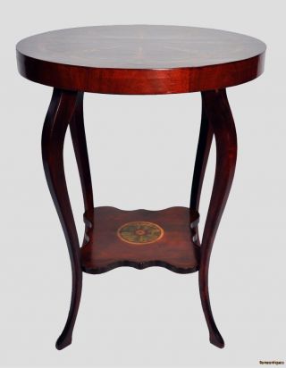 Empire Style Round Mahogany Side Table With Painted Top photo
