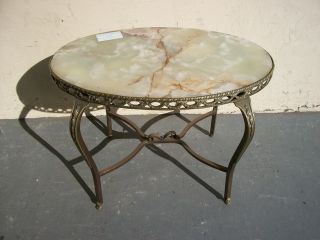Old French Bronze And Onyx Oval Side Table 07054 photo