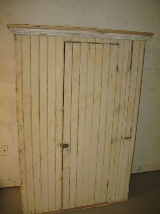 Antique Maine Bead Board Pine Country Cabinet Cupboard photo