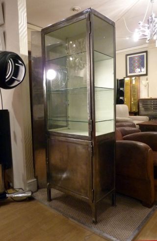 Stunning 1930s Polished Steel Cabinet - Industrial Drinks / Display / Bookcase photo