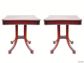 Pair Of Art Nouveau Art Deco Mahogany Side Tables C.  1910 ' S photo