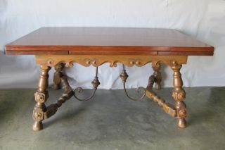 Old Italian Walnut & Iron Livingroom Table As/4378 photo
