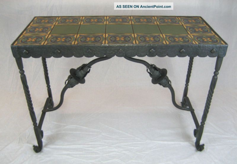 Spanish Colonial Tile & Wrought Iron Entry Table No.  2 1900-1950 photo