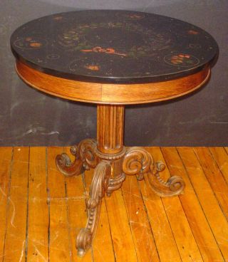 Etched And Mosaic Marble Top Table With Wood Tripod Base 219 photo