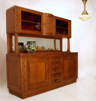 Koloman Moser Huge Credenza Cabinet Buffet Art Nouveau Jugendstil Anrichte Oak photo