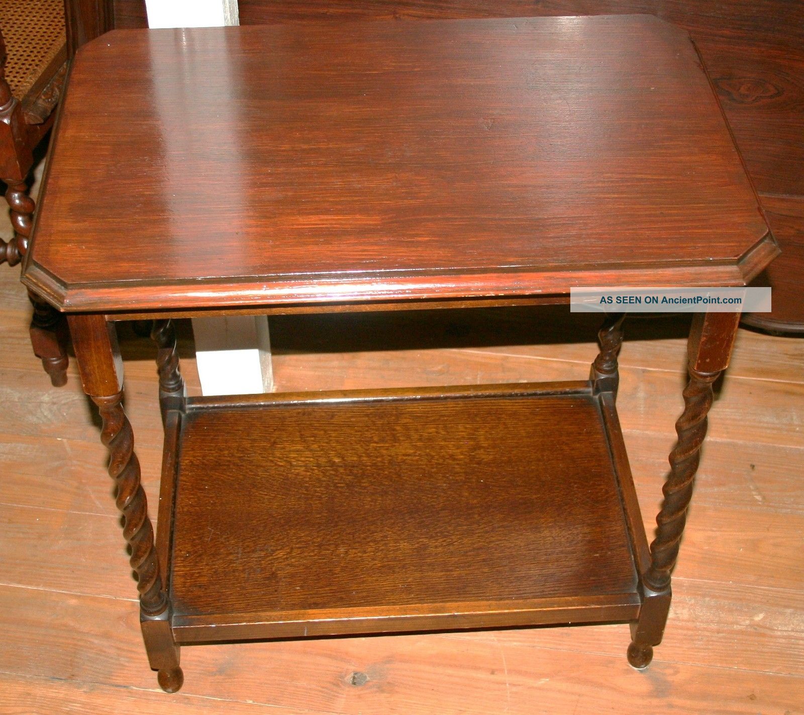 Exquisite English Antique Barley Twist Mahogany Side Table 1900-1950 photo