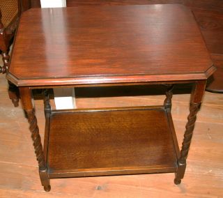 Exquisite English Antique Barley Twist Mahogany Side Table photo