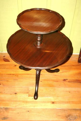 2 Tier English Antique Mahogany Side / Butler Table photo