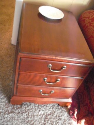 From Grand Rapids Michigan Hekman 3 Drawer Mahogany Side End Table Night Stand photo