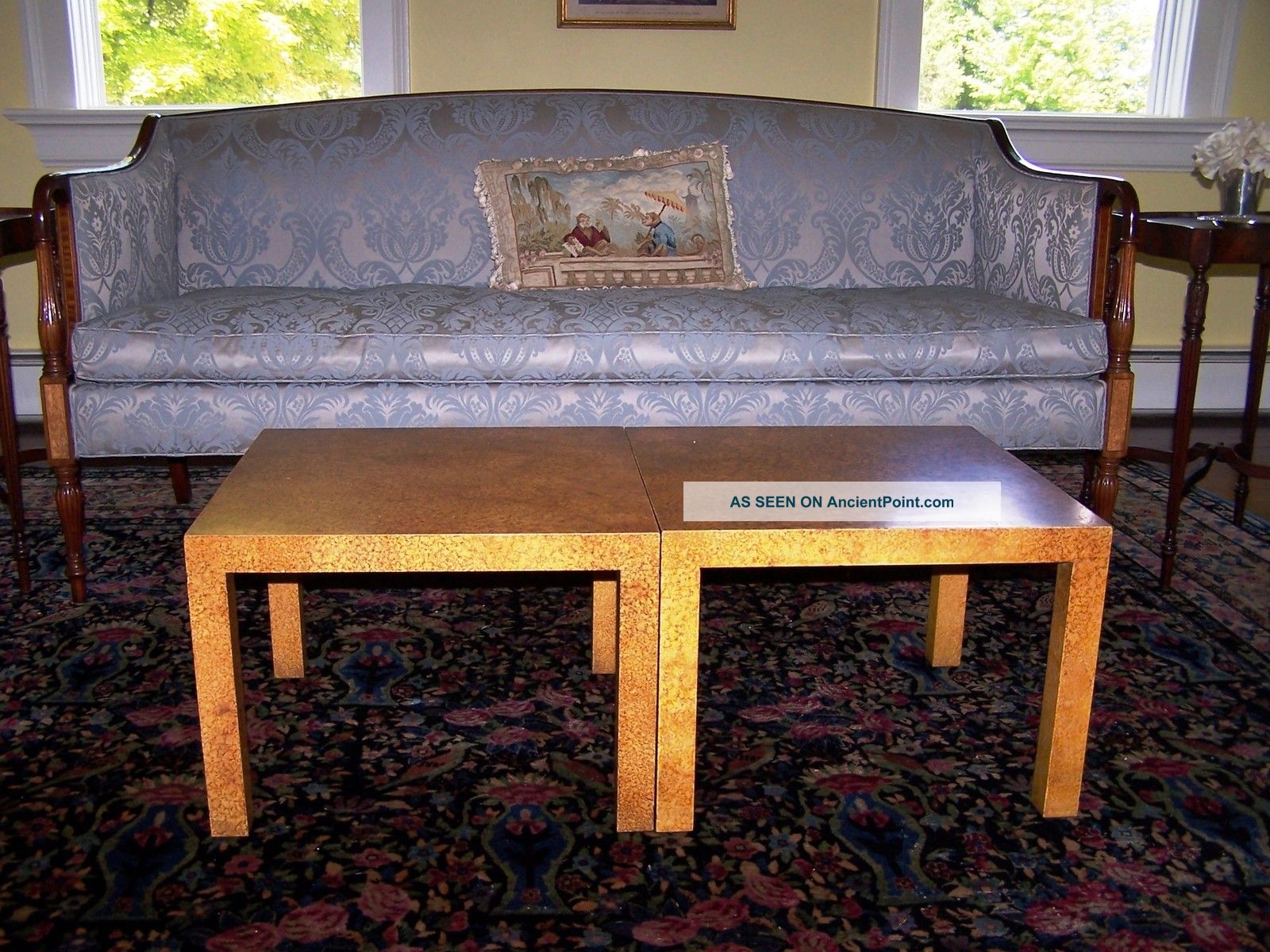 Pair Henredon Oil Drop Lacquer Parsons Coffee End Tables 1900-1950 photo