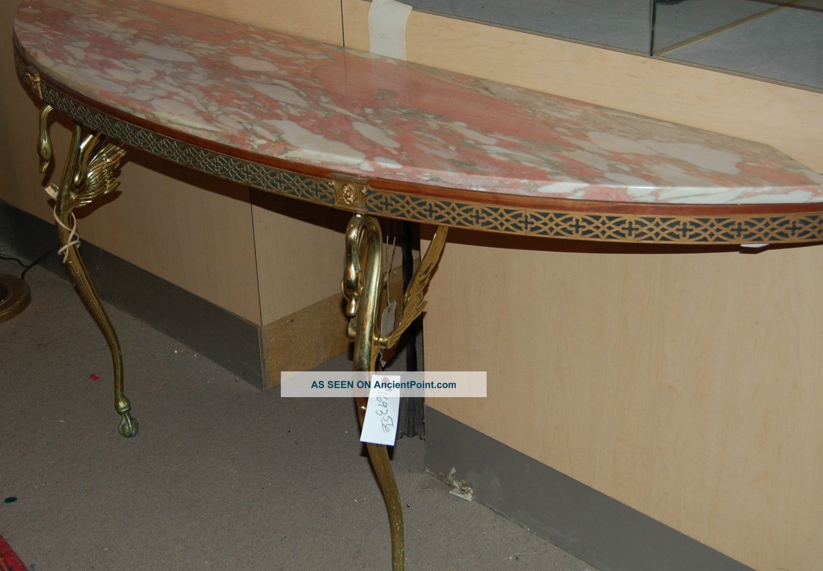 Terrific Antique Art Deco Half Round Marble Top Console Table 1900-1950 photo