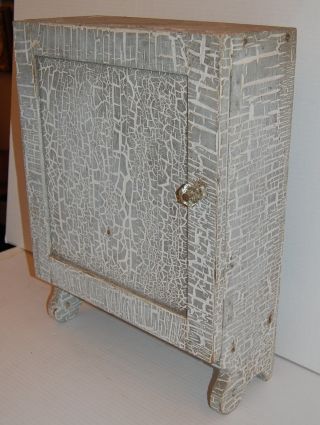 Antique Medicine Cabinet With Grey Crackled Paint Finish Great Primitive Cabinet photo