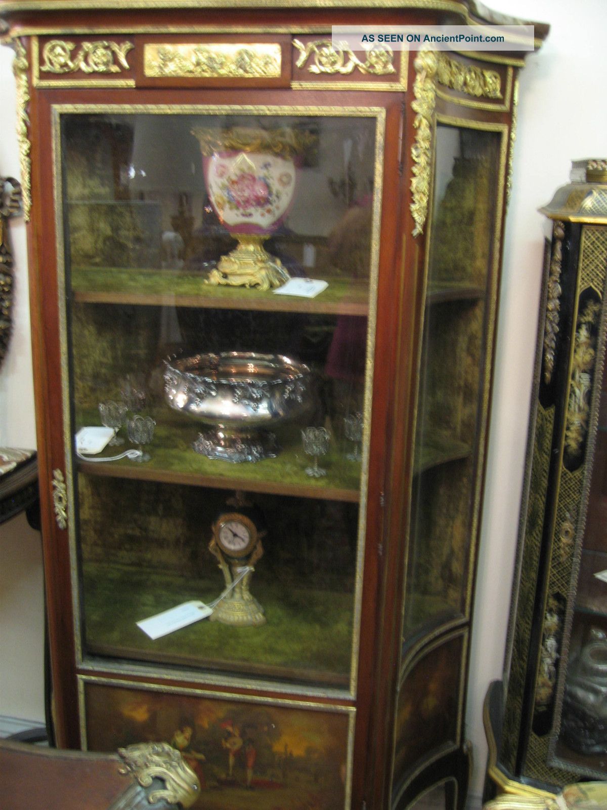 Wood And Glass Cabinet With Marble Top 1900-1950 photo