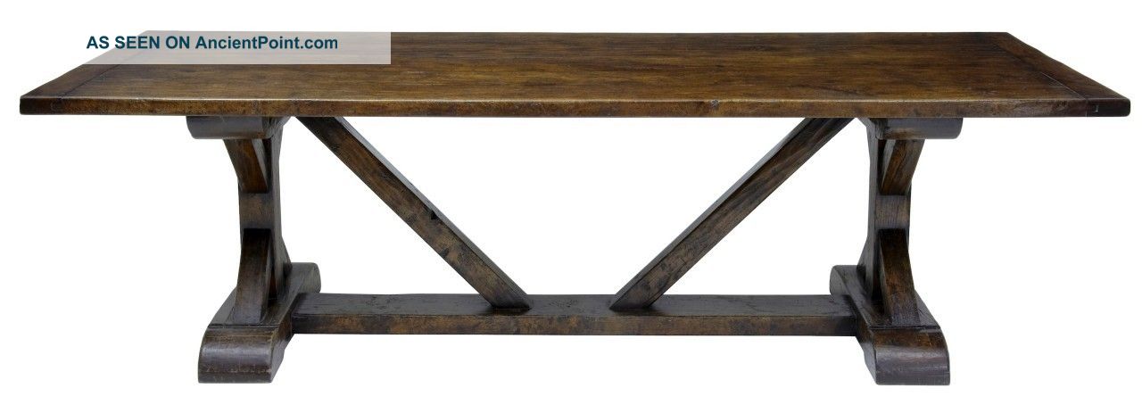 Large English Made Oak Trestle Refectory Table 1900-1950 photo