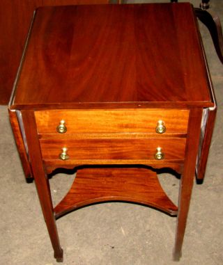 Sheraton Style Solid Mahogany Work Table - Great Graining & Clean Piece - A Deal photo